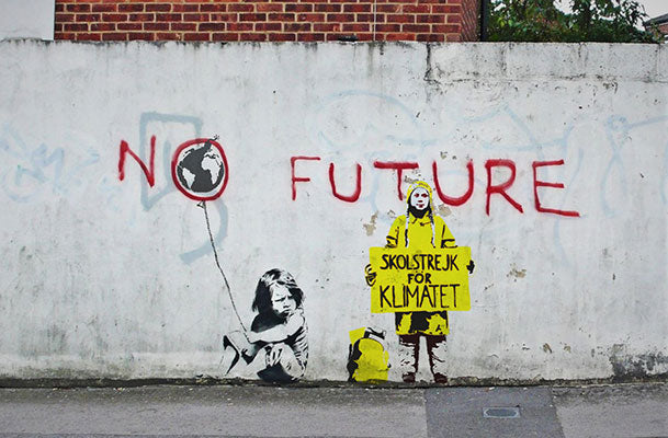 Banksy makes Greta Thunberg street art for UN Climate summit on wall in madrid Classic NO FUTURE image by Banksy)