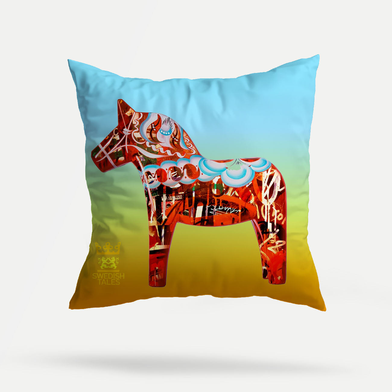 Pillow case of dala horse swedish design