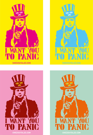 I want you to panic –free dowloadable Greta  Thunberg stickers.