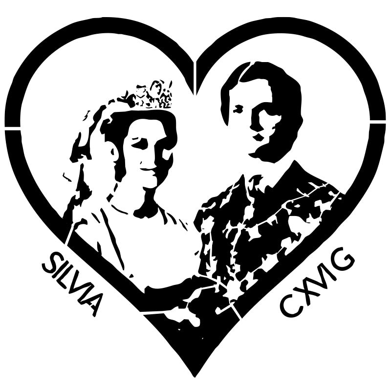 Stencil di vernice per il corpo svedese di: Il Re e la Regina svedesi