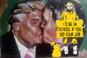 Street art of  Brazils President: I´d be in school if you did your job Mr Eduardo Bolsonaros
