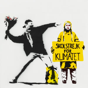 Banksy e Greta Thunberg, fiori per il clima