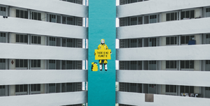 Street art of activist Greta Thunberg in Singapore