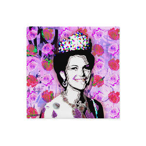 Royal decoration  with Queen Silvia on a flower pattern as a pillowcase